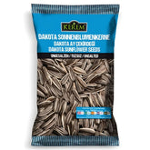 A 150g blue bag of Kerem - Dakota Sunflower Seeds Unsalted, a healthy snack with sunflower seed images and multilingual packaging.